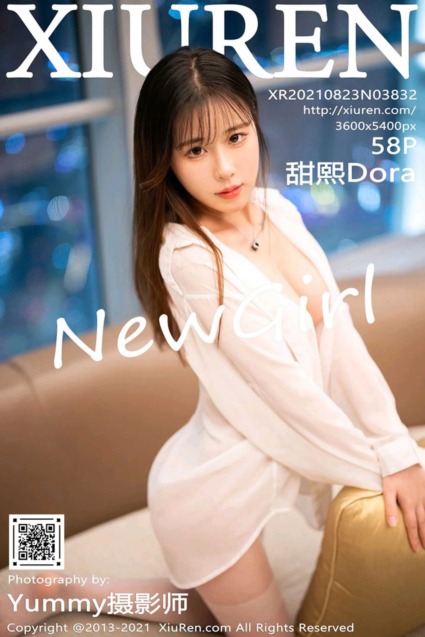 [XiuRen秀人网]VOL.3832 新人模特甜熙Dora私房经典白衬衫配超薄无内肉丝裤袜诱惑写真58P-秀人网官方网站